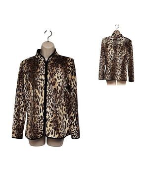 aDRESSing Woman Leopard Cheetah Animal Print Full Zip Shimmer Jacket Size Medium